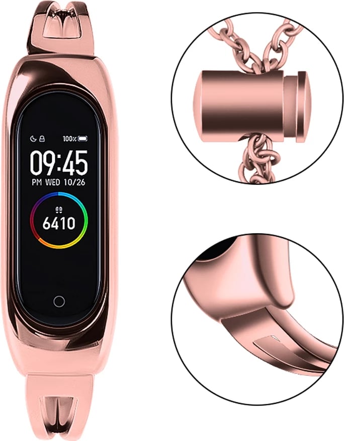 Rrip metalik për Xiaomi Mi Band 3/4/5/6 Hurtel, rozë