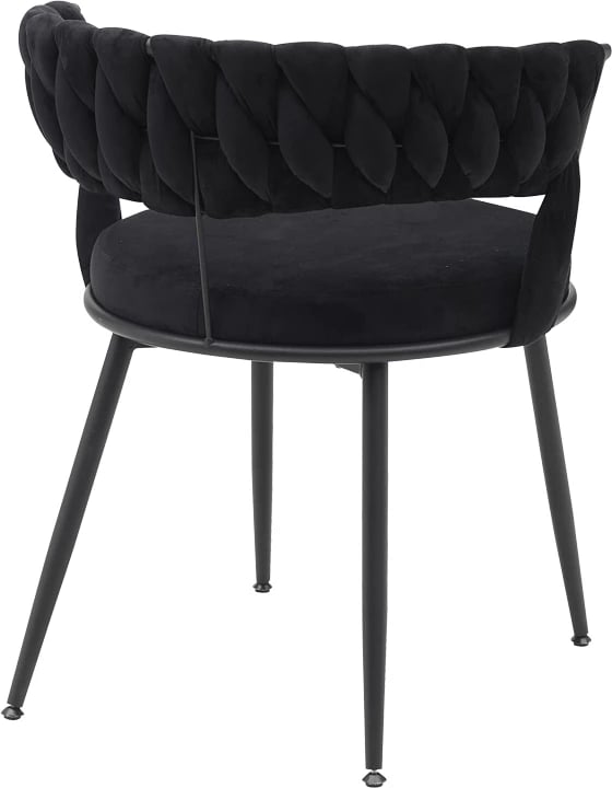 Karrige Alkia në kadife të zezë me këmbë metali të zezë 60x57x68cm