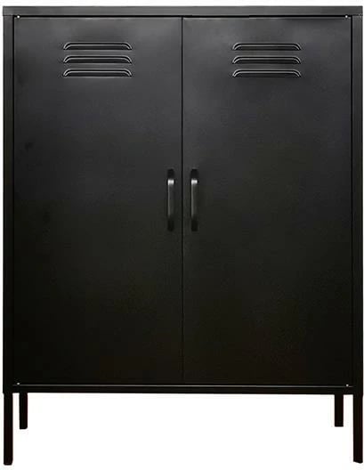 Dollap metalik Nextdeco me dy dyer, H102x80x40cm, i zi