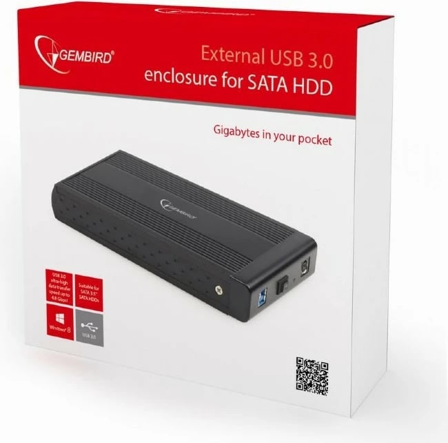 Kasë e jashtme Gembird EE3-U3S-3, 3.5 inç, USB 3.0, e zezë