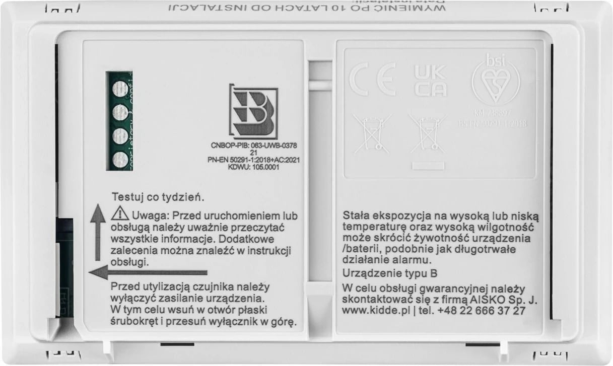 Detektor tymi dhe monoksidi karboni Kidde K10LLCO, i bardhë