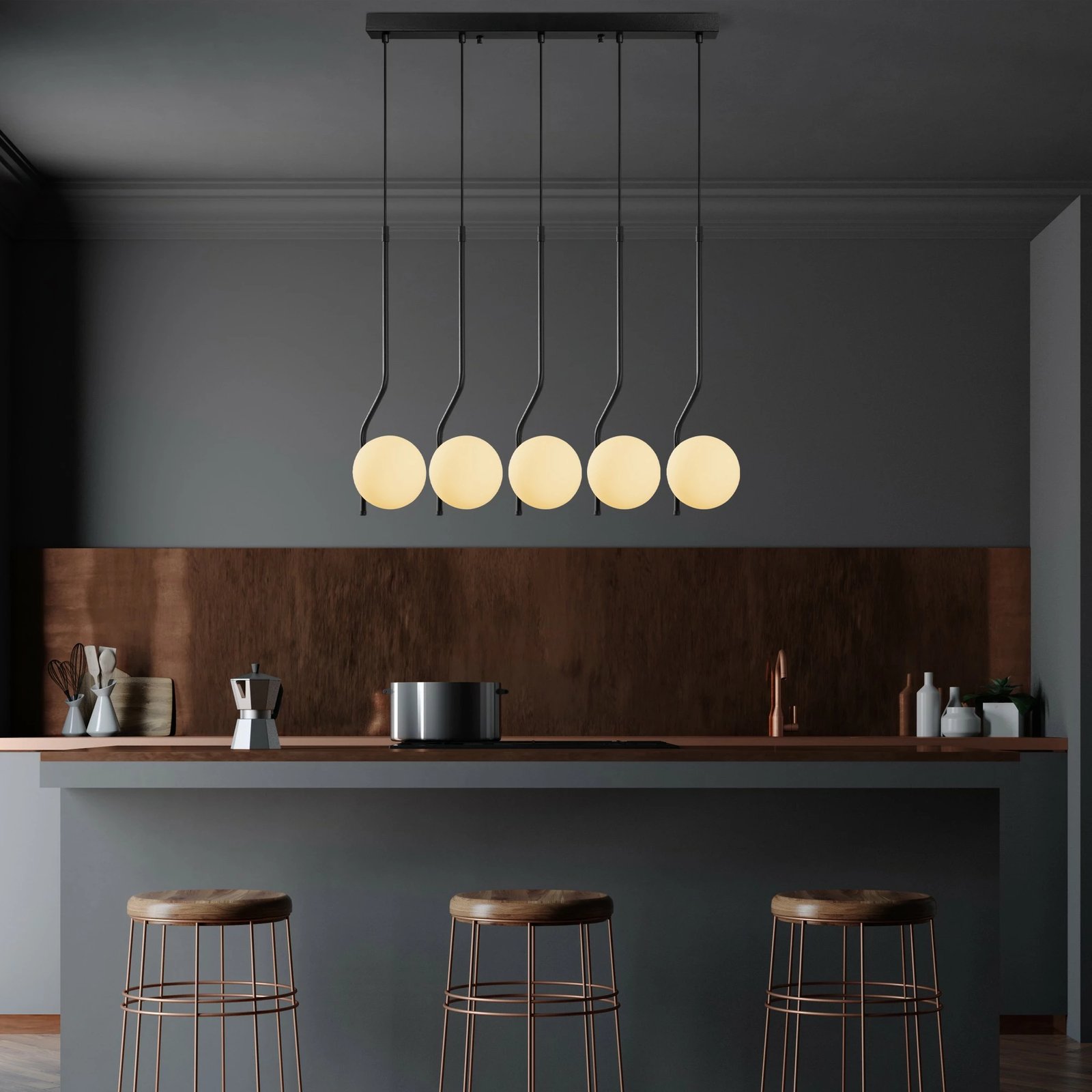 Llambë varëse Opviq Tulıp, e zezë, 80x15x110cm