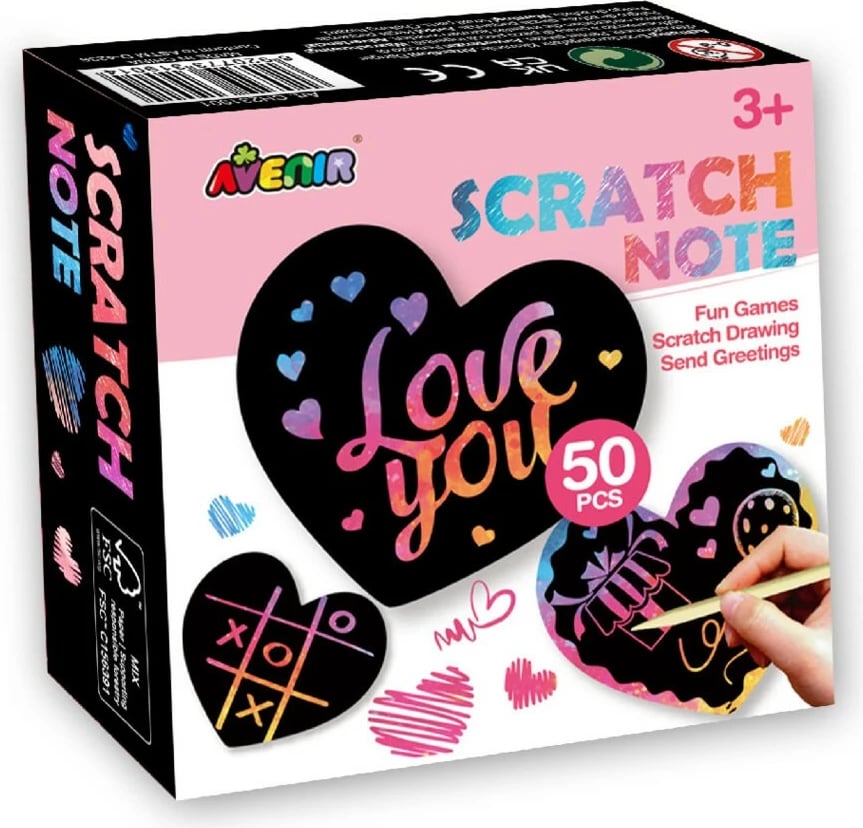 Set shënimesh scratch art MG DYSTRYBUCJA CH231901, 50 fletë, formë zemre