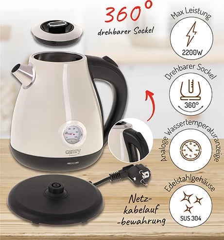 Zierëse uji elektrike, Adler, CR 1344, 1.7L, me termometër, krem