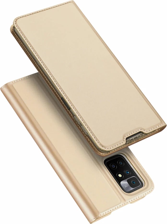 Mbështjellës Dux Ducis Skin Pro për Xiaomi Redmi 10, me kapak, me mbajtëse kartelash, Gold