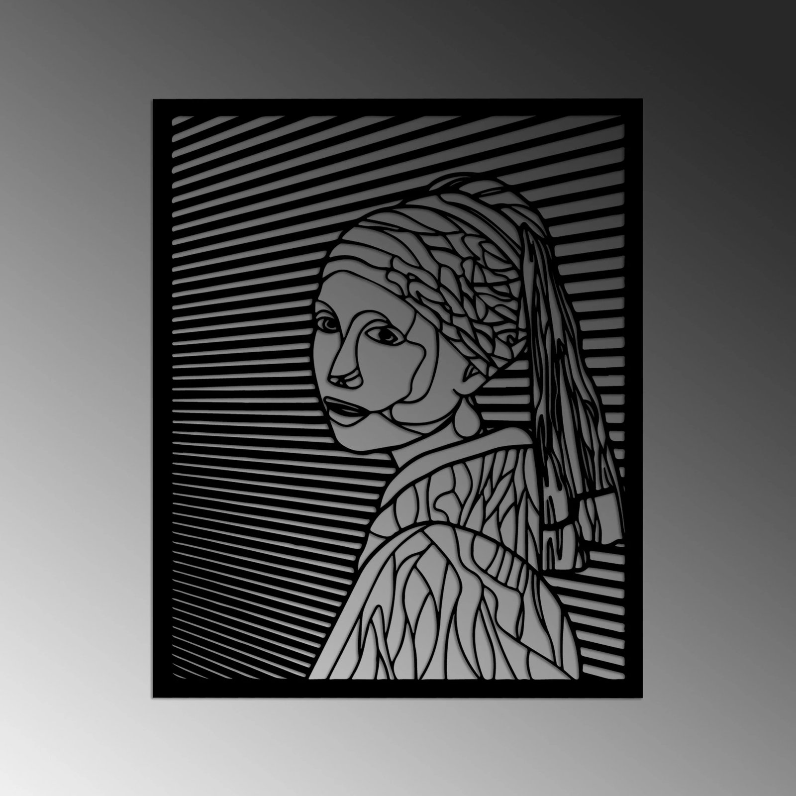 Aksesor dekorativ metalik për mur, Wallity, Vermeer, ngjyrë e zezë, 45.5x56cm