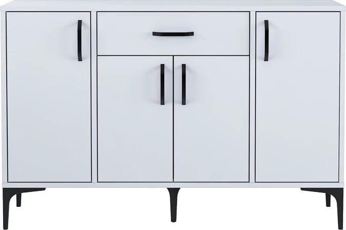 Bufe Luther melaminë e bardhë-këmbë metalike e zezë 120x40x78.5cm