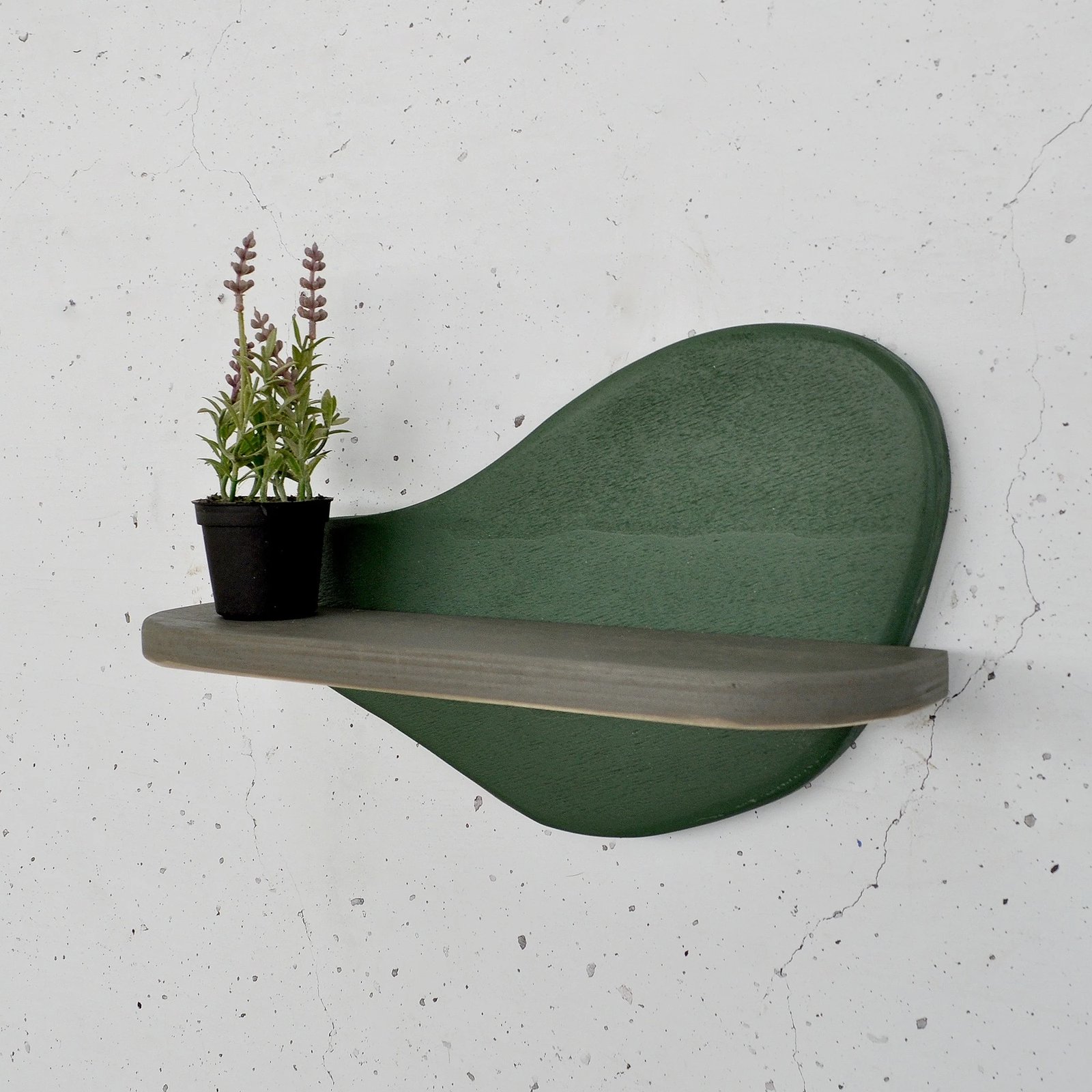 Raft dekorativ prej druri për mur, ngjyrë e gjelbër e errët dhe gri, Skye Decor, Meh226