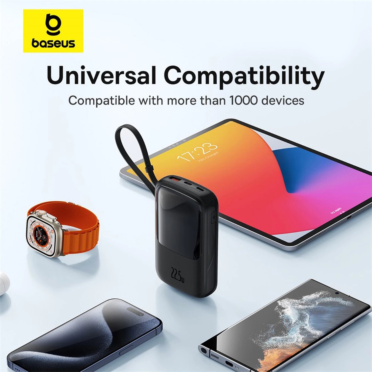 Powerbank Baseus QPow Pro+ 10000mAh, 22.5W, me kabllo USB-C të integruar dhe ekran, e zezë Powerbank Baseus QPow Pro+ 10000mAh, 22.5W, me kabllo USB-C të integruar dhe ekran, e zezë