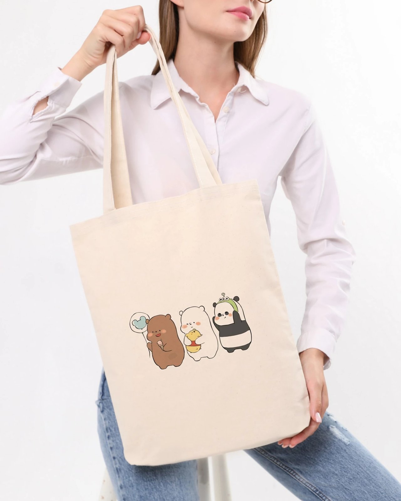 Torbë tote Zoozie Bags, krem, 35x40x8cm
