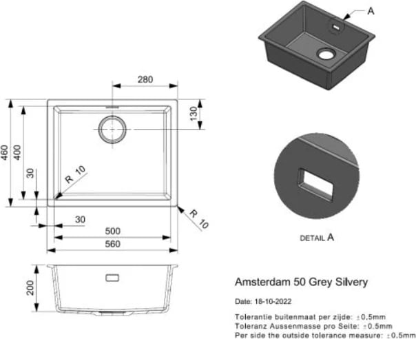 Lavaman graniti, Amsterdam 50, hiri