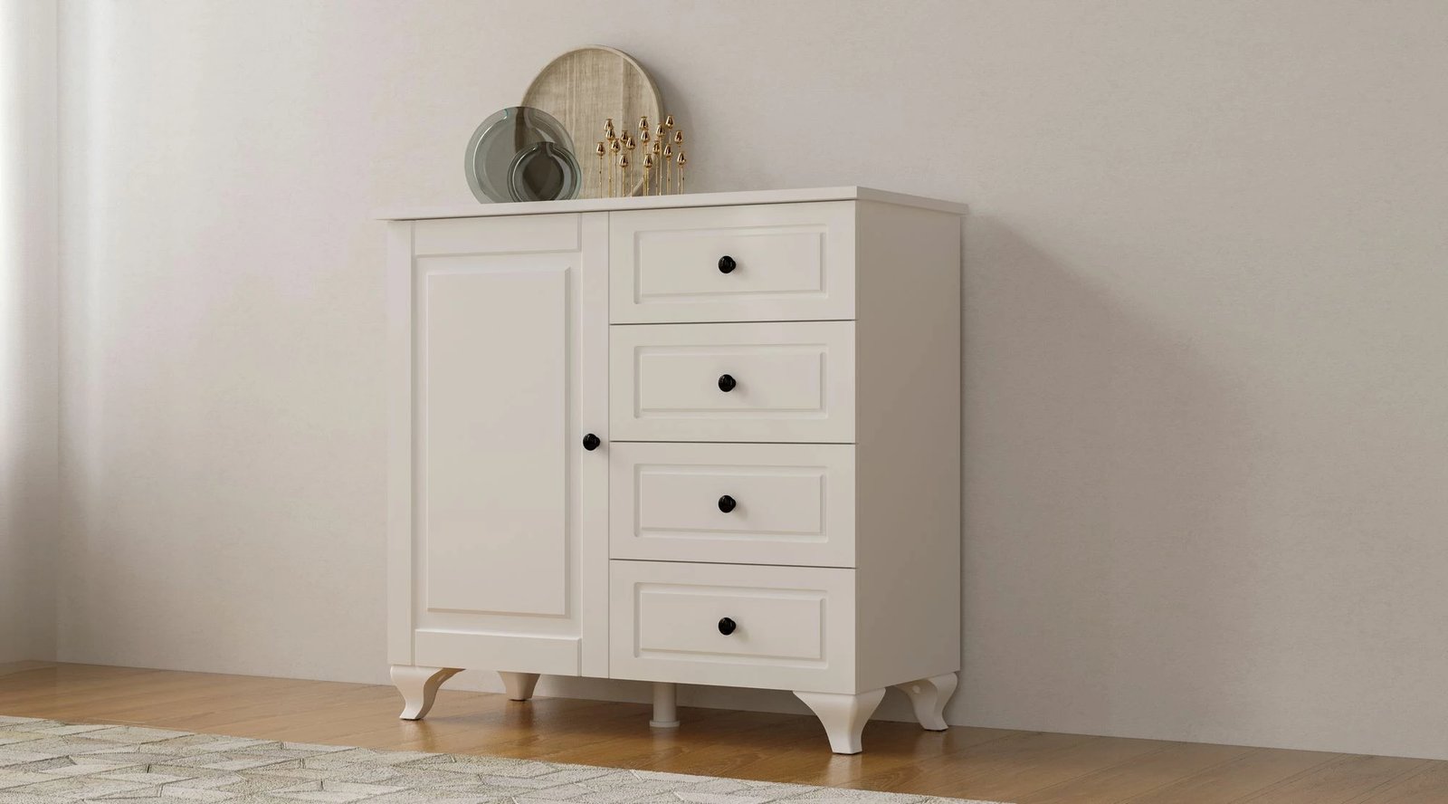 Komodë Skye Decor, ngjyrë e bardhë mat, Rb-044-01