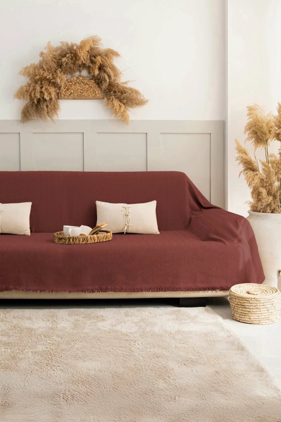 Mbulesë divani L'essentiel, ngjyrë e kuqe kafe, Rio