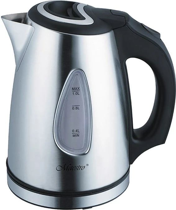 Çajnik elektrik Maestro MR-029NEW, 1l, Inox, 1600 W, i bardhë