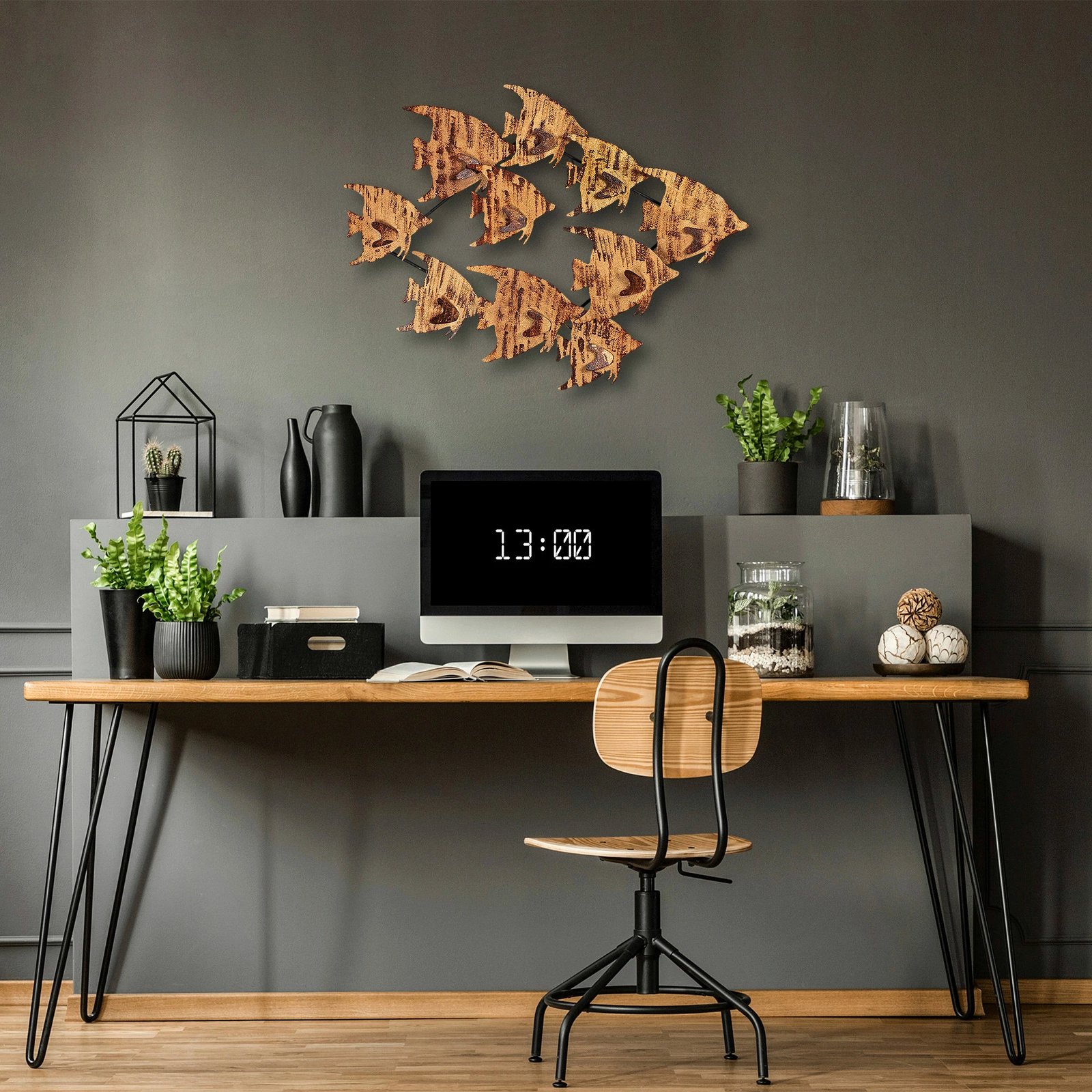 Aksesor dekorativ metalik për mur, Wallity, Melek v2