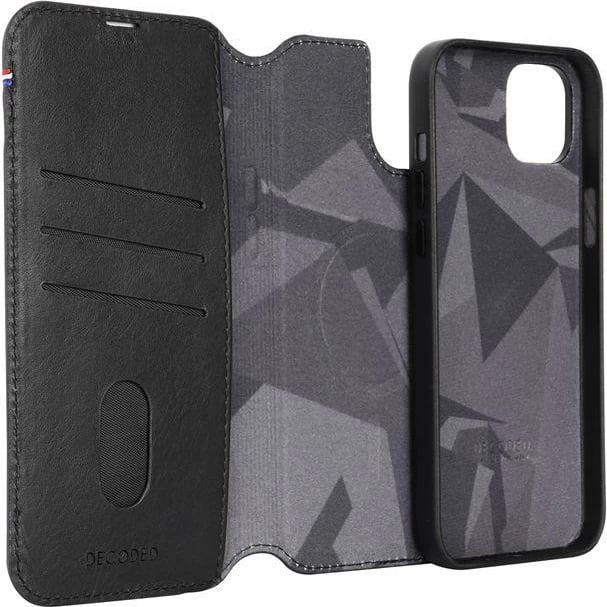 Mbështjellës Decoded Detachable Wallet për iPhone 15 Plus, me MagSafe, Lëkurë, Zi