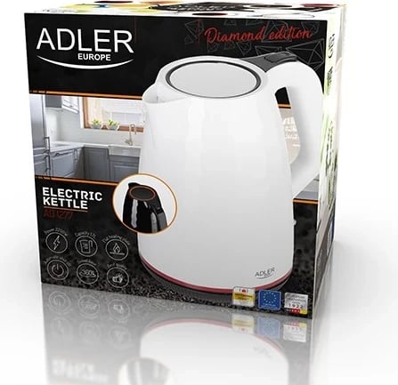 Çajnik elektrik Adler AD 1277 W, 1.7 L, 2200 W, i bardhë