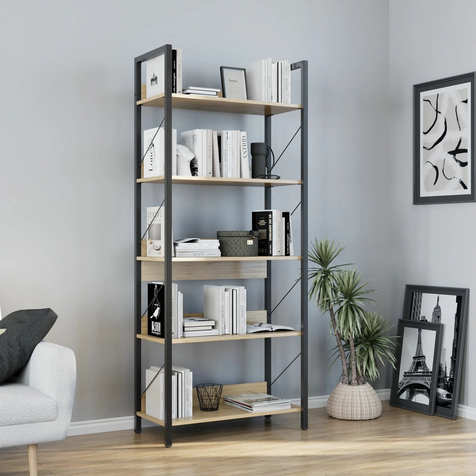 Raft librash Hanah Home, Ktp-850-Ff-1, ngjyrë lisi