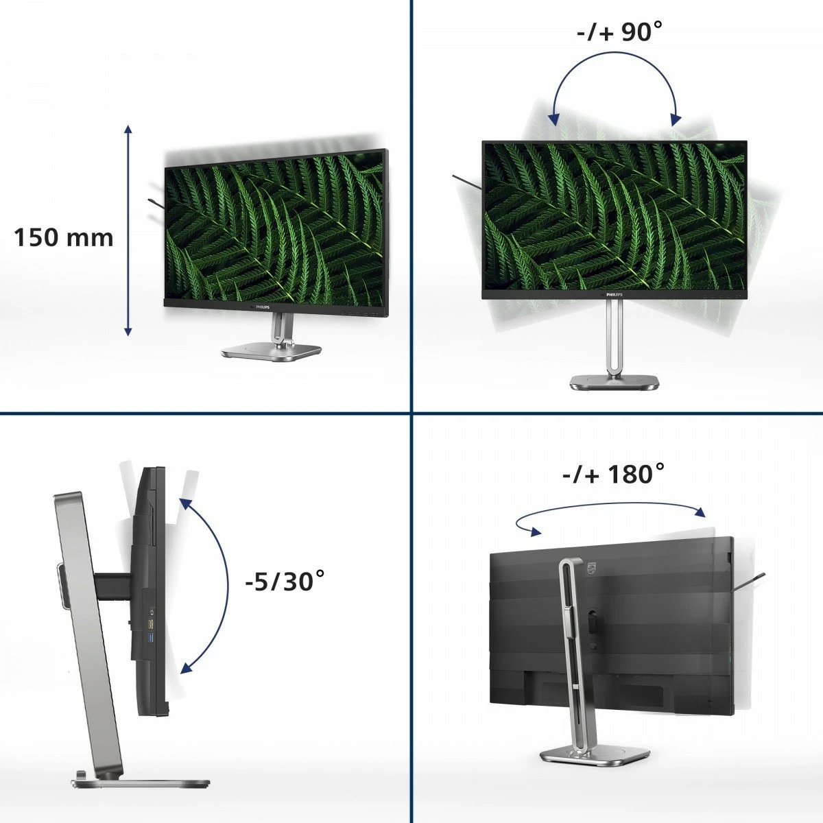 Monitor Philips 24B2G5200, 23.8", IPS, Full HD, 100Hz, me altoparlantë, Grafit
