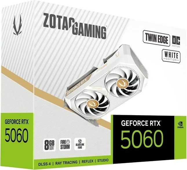 Kartë grafike Zotac GAMING GeForce RTX 5060 Twin Edge OC, 8 GB GDDR7, Bardhë