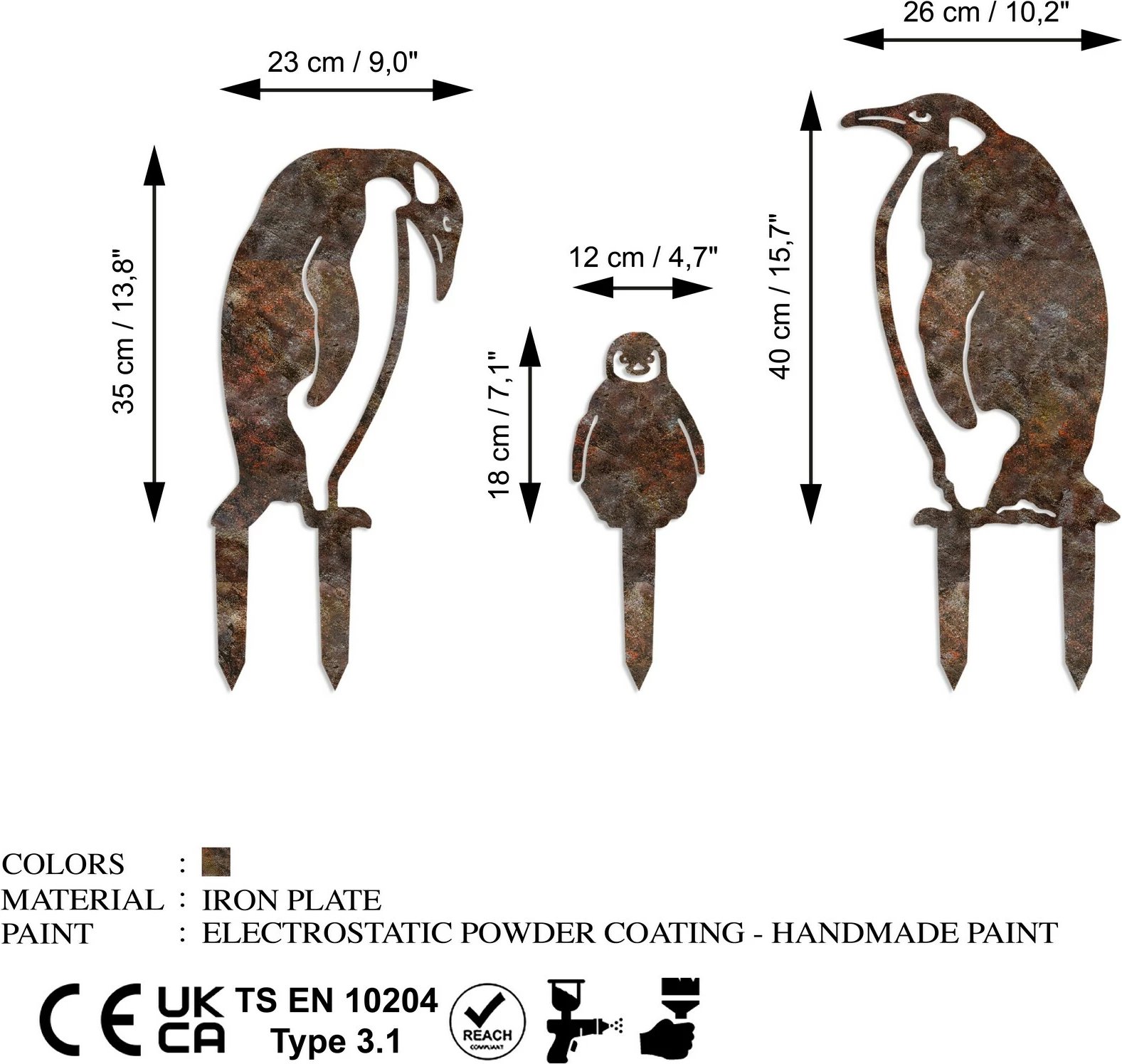 Set dekorativ për kopsht, Aberto Design, Fam 10, metal, ngjyrë antike