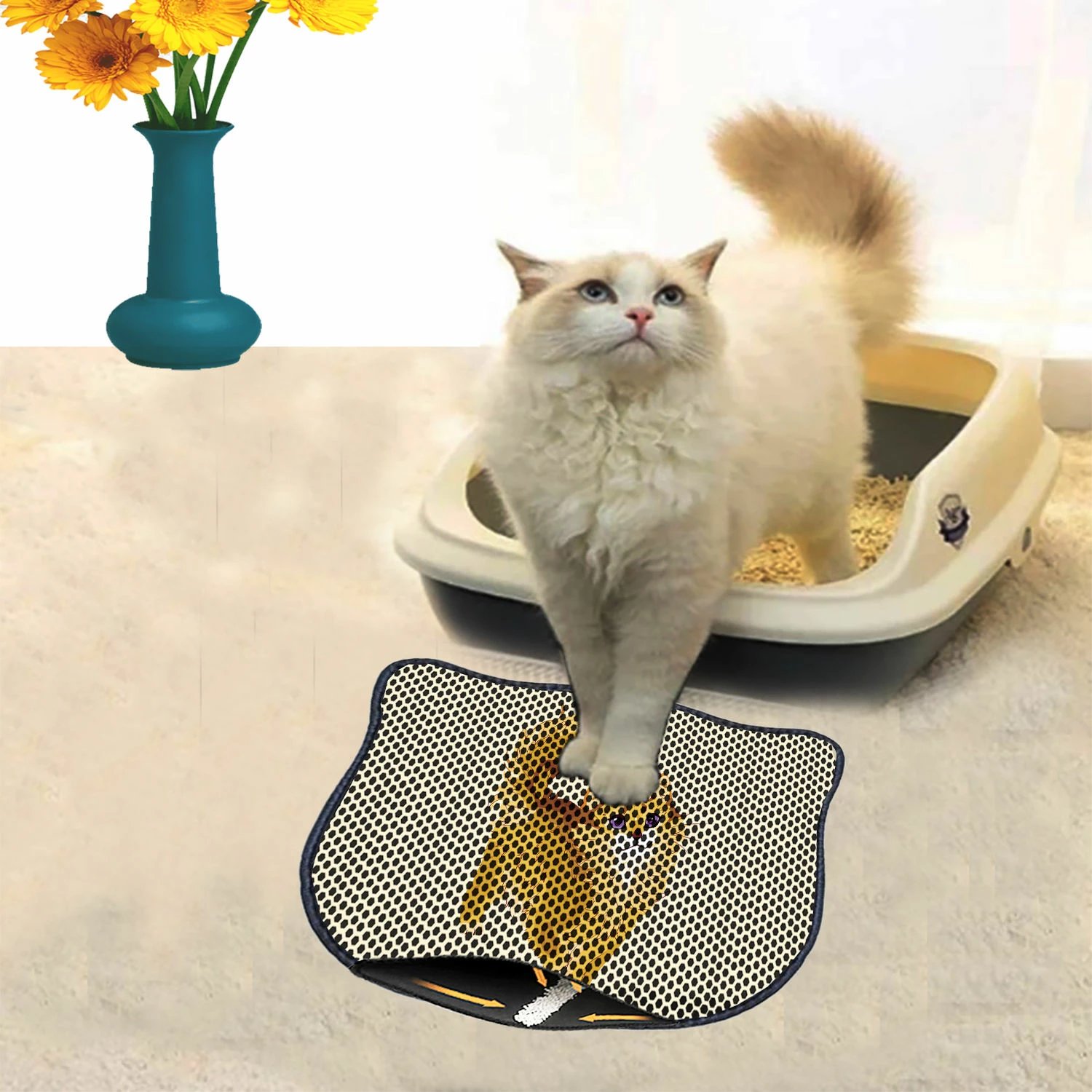 Tapet për rërë mace, shumëngjyrësh, Paws & Whiskers, Kdkafa0091, 40x50cm