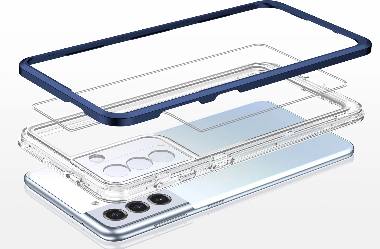 Mbështjellës Hurtel Hybrid Armor Clear 3in1 për Samsung Galaxy S22+, Kaltër/Transparent
