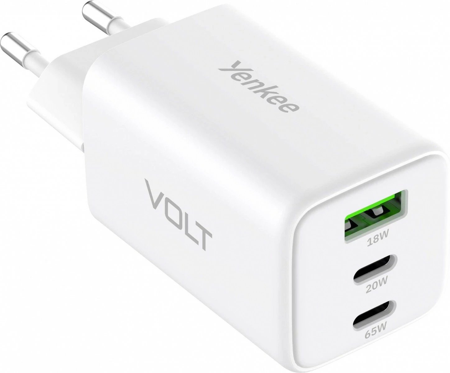Karikues rrjeti YENKEE YAC G65 VOLT, 65W, 3xUSB, i bardhë