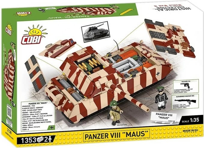 Set blloqesh Cobi Klocki Panzer VIII Maus, 1353 pjesë, 1:35, kafe/bezhë