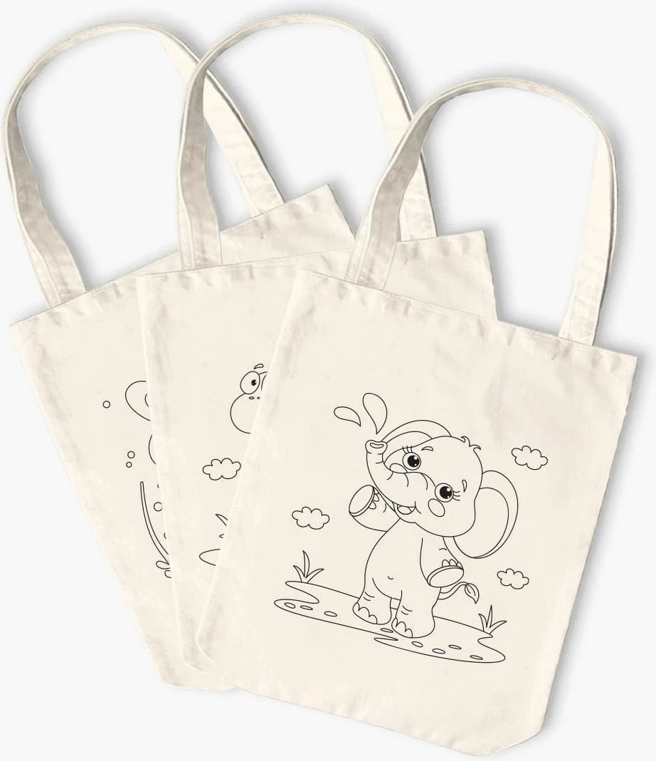 Set çantash tote për ngjyrosje, Zoozie Bags, 0484, krem, 18x25cm (10 copë)