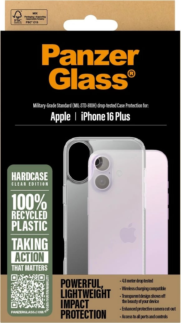 Mbështjellës PanzerGlass HardCase iPhone 16 Plus transparent