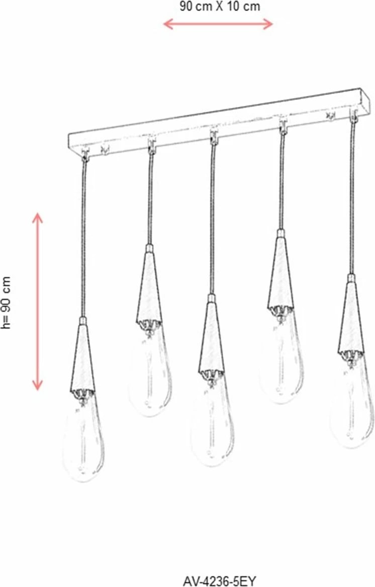 Llambë tavani industriale, Opviq, AV-4236-5EY, ngjyrë antike