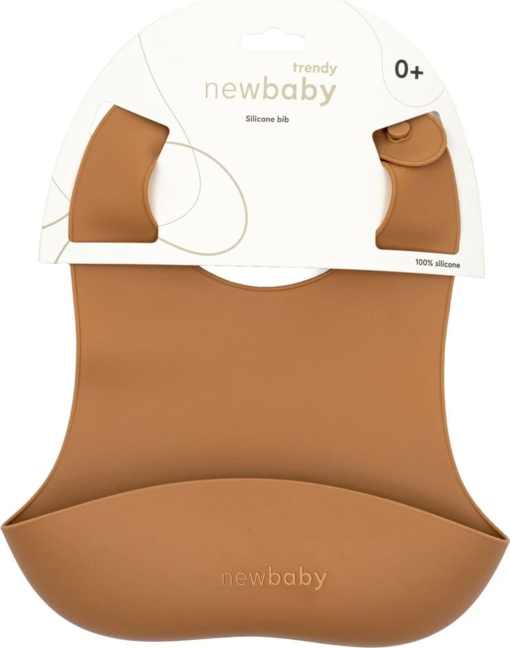 Babeta silikoni, New Baby, Trendy, 28x22 cm, BPA-free, kafe