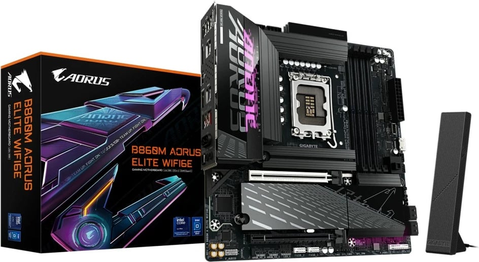 Pllakë amë Gigabyte B860M A ELITE WIFI6E, micro ATX, LGA1851, DDR5, Wi-Fi 6E