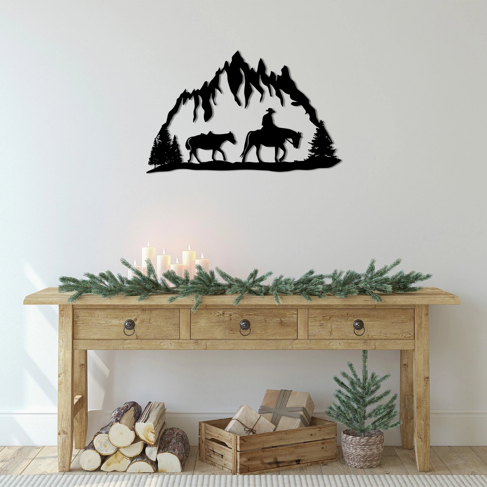 Aksesor dekorativ metalik për mur, Cowboy - 313