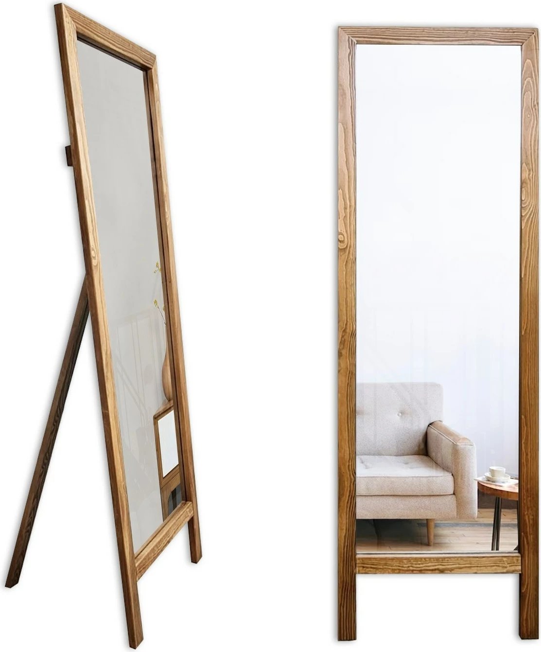 Pasqyrë e gjatë Cheval, kornizë druri, 45x145cm