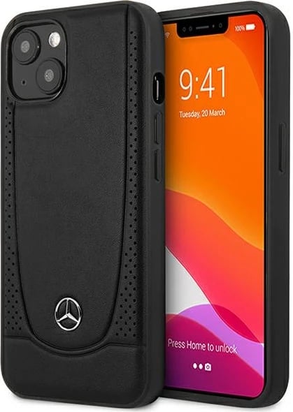 Mbështjellës Mercedes MEHCP14MARMBK për iPhone 14 Plus 6.7", lëkurë, i zi