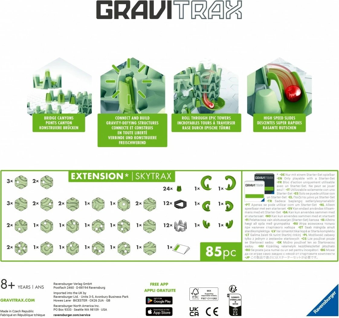 Set ndërtimi GraviTrax Skytrax, Ravensburger, 85 pjesë, shtesë