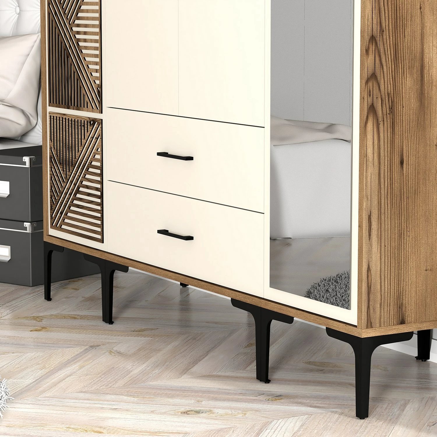 Dollap Hanah Home, Kumsal PTR, ngjyrë arre dhe krem