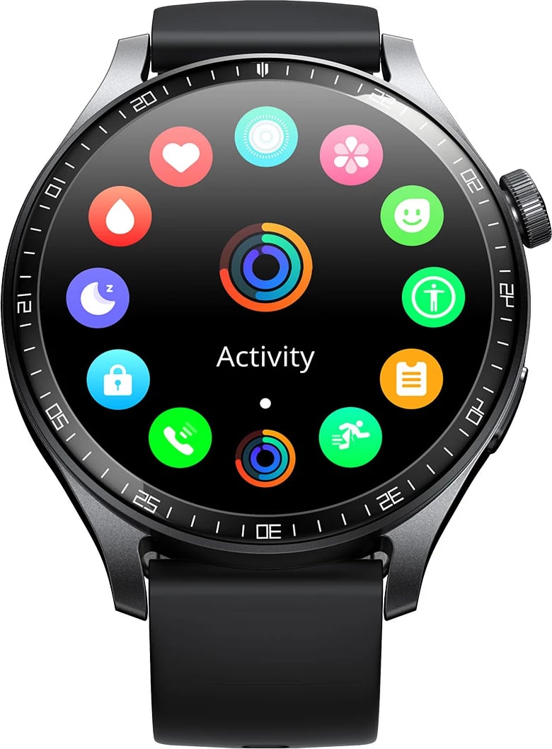 Smartwatch Joyroom JR-FC2 Pro, 1.46" HD, Bluetooth thirrje, 350mAh, Gri e errët, rripa lëkure dhe silikoni