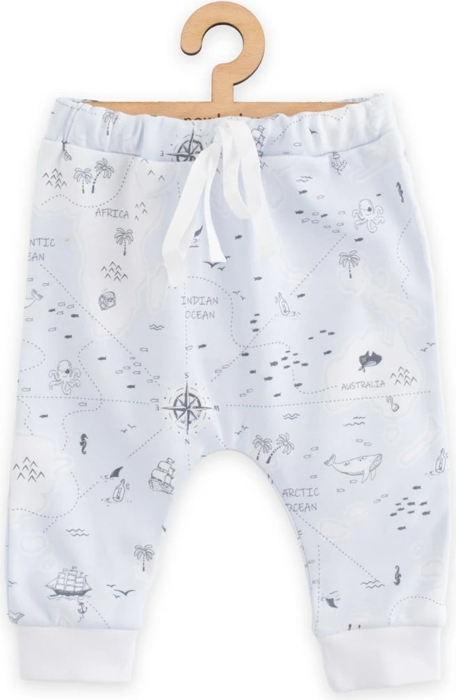 Pantallona jogger bebe New Baby Ocean, 100% pambuk, madhësi 56 (0-3m), blu