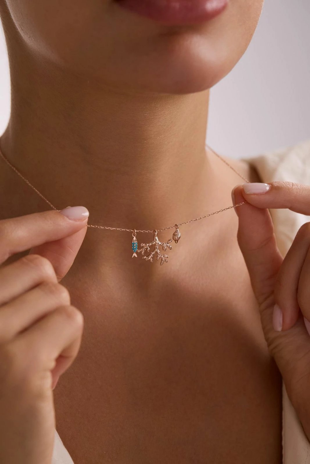 Qafore argjendi, ngjyrë rozë, gur tyrkiz, Jumeon, NRZ1000443