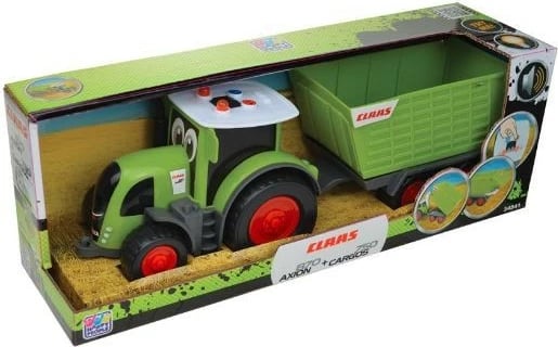 Lodër traktor CLAAS me rimorkio, MALIK 34541, plastikë, me zë dhe drita, gjelbër/zi/kuqe, set