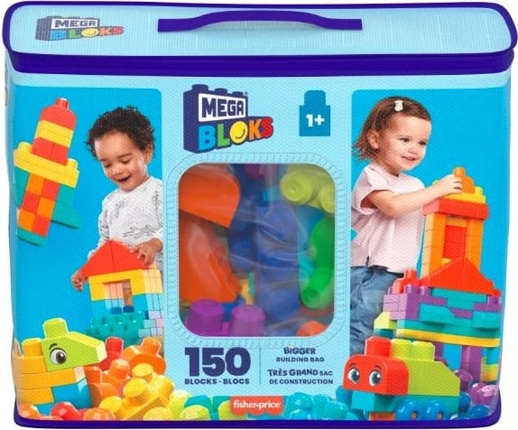 Set blloqesh ndërtimi Mega Bloks HHM96, 150 copë, shumëngjyrëshe, me çantë të madhe