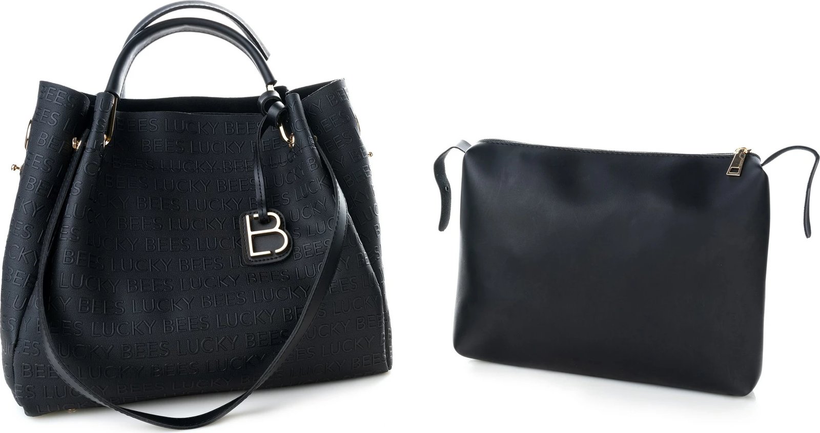Çantë krahu Lucky Bees, lëkurë e zezë, 275