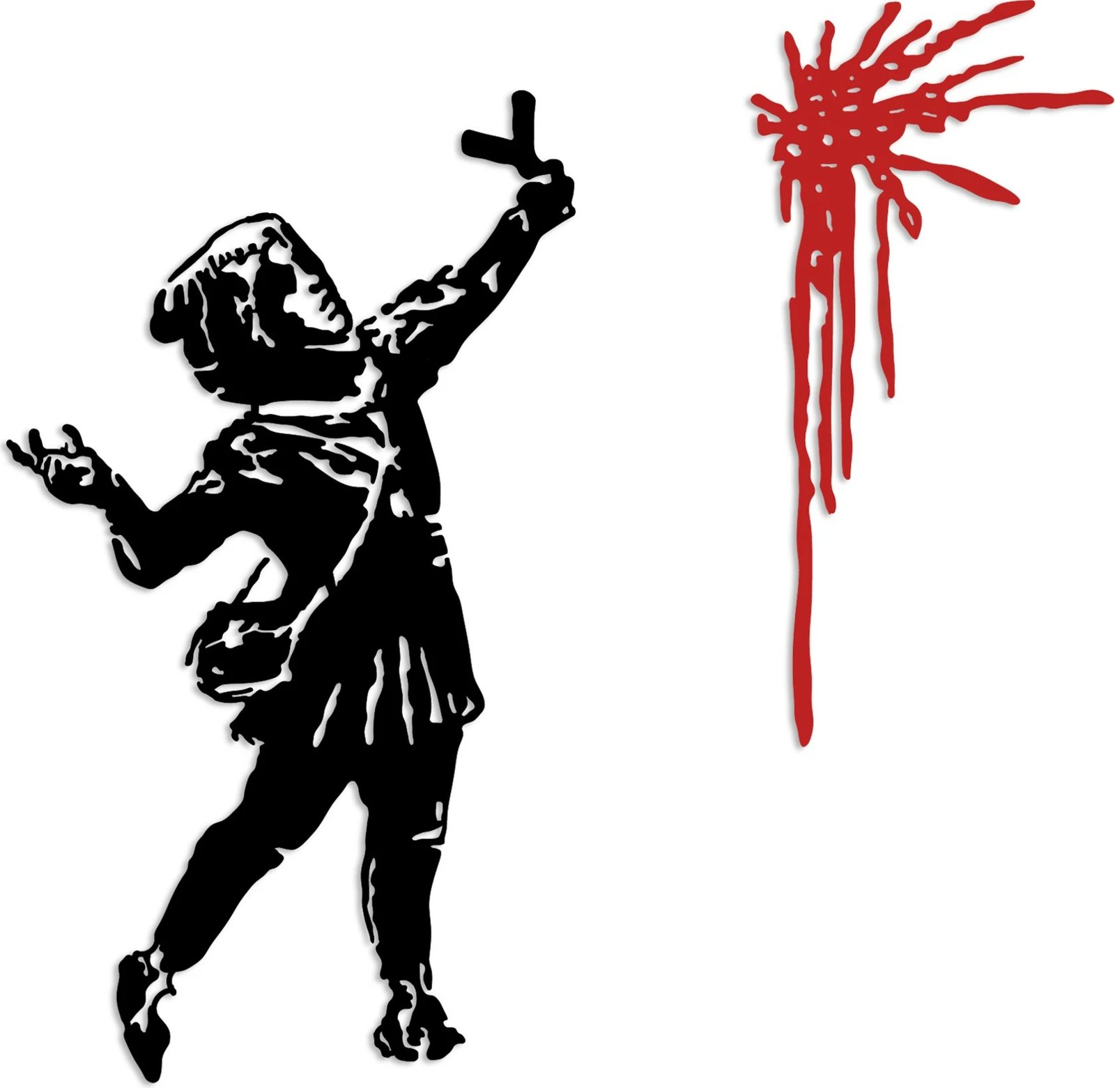 Aksesor dekorativ metalik për mur, Wallity Banksy Metal 09