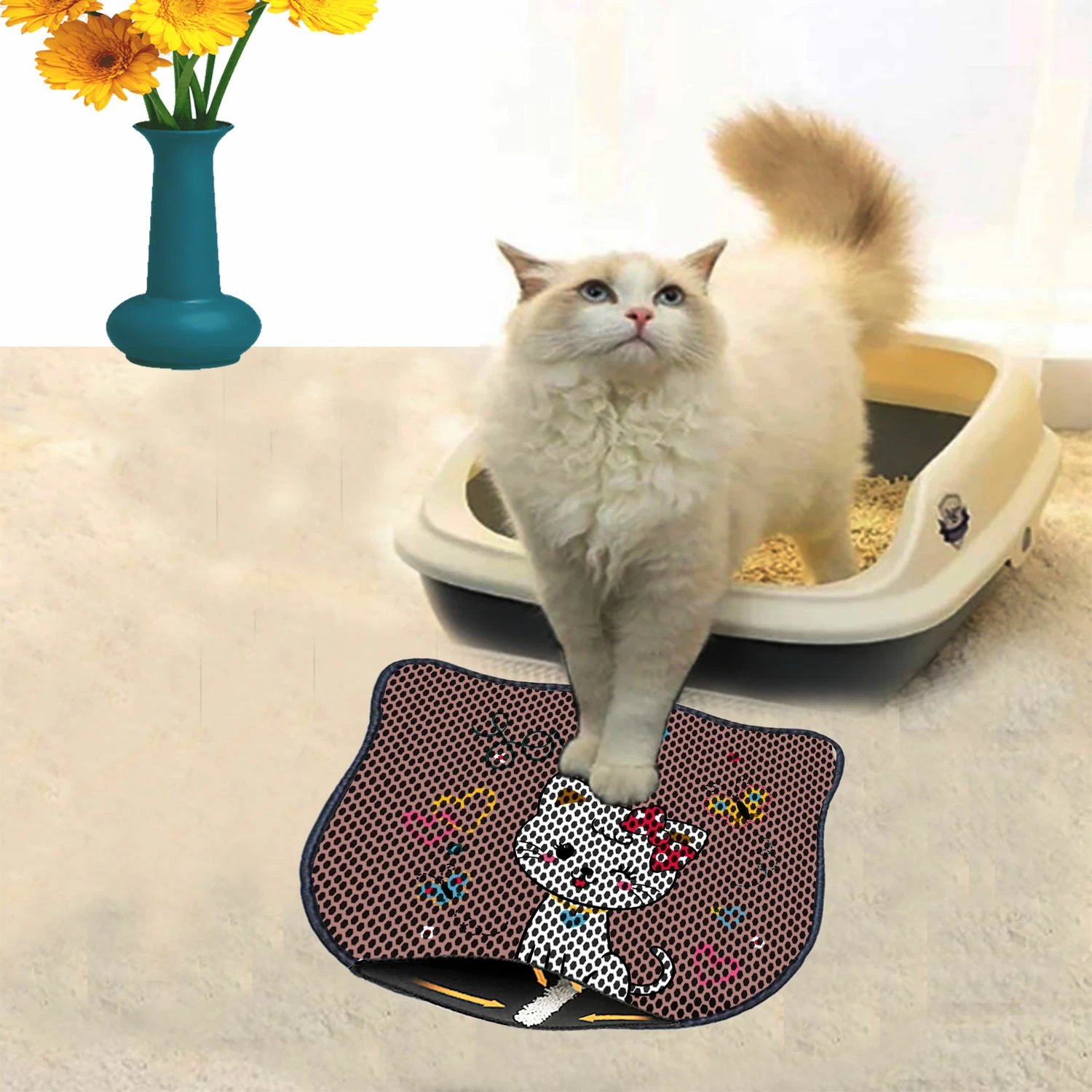 Tapet për rërë mace, shumëngjyrësh, Paws & Whiskers, Kdkafa0059