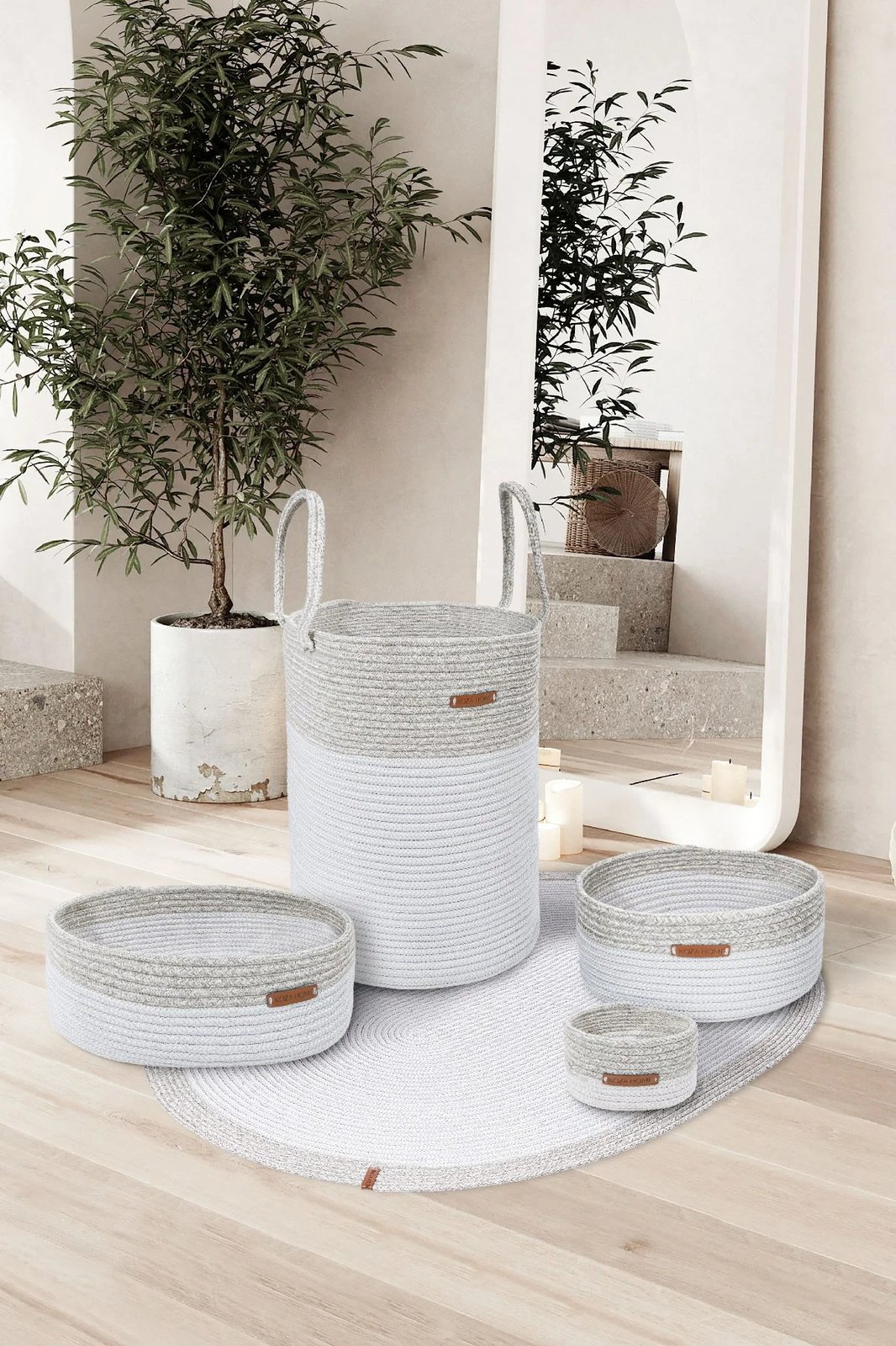 Kuti dekorative, dorëpunuar, e bardhë dhe gri, Evila Originals, 15x13cm