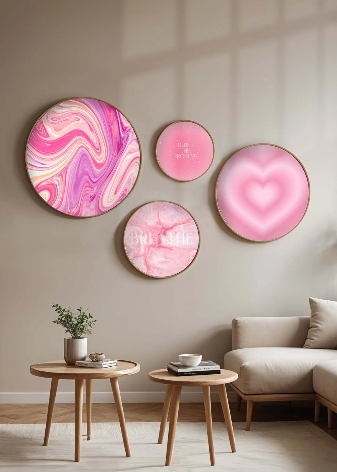 Set pikturash dekorative me kornizë MDF, 4 copë, Wallity, Huhu292