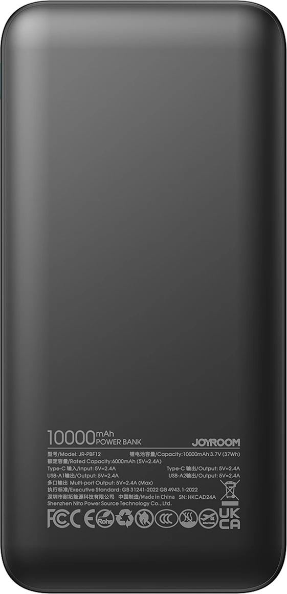 Powerbank Joyroom JR-PBF12, 10000mAh, 2x USB-A, 1x USB-C, e zezë